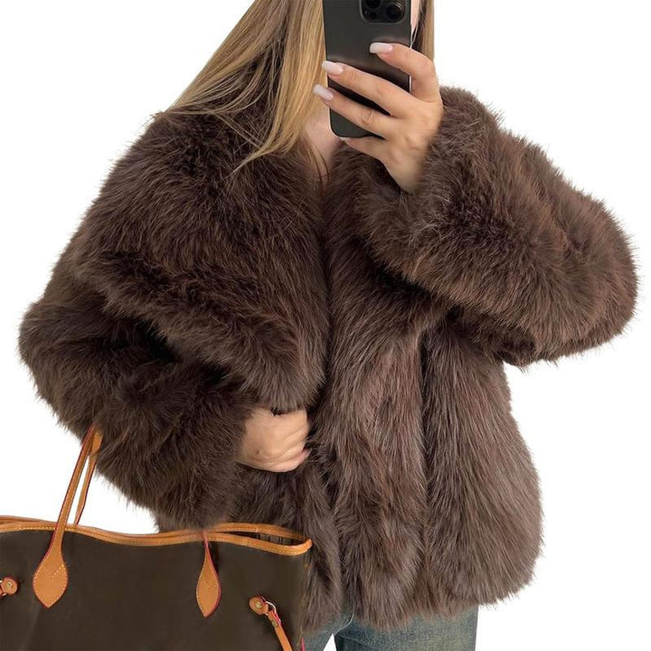 LAURENCE™ - Fashionable Cropped Faux Fur Coat for Fall & Winter Outfits