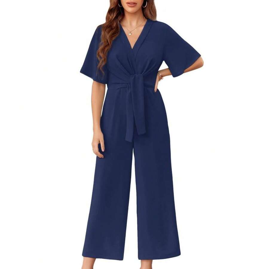 The Noémie Tie-Knot Sleeveless Jumpsuit — styled view