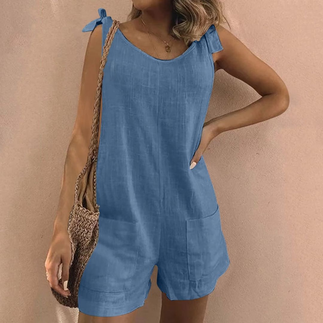The Seraphina Sleeveless Cotton Playsuit — styled view