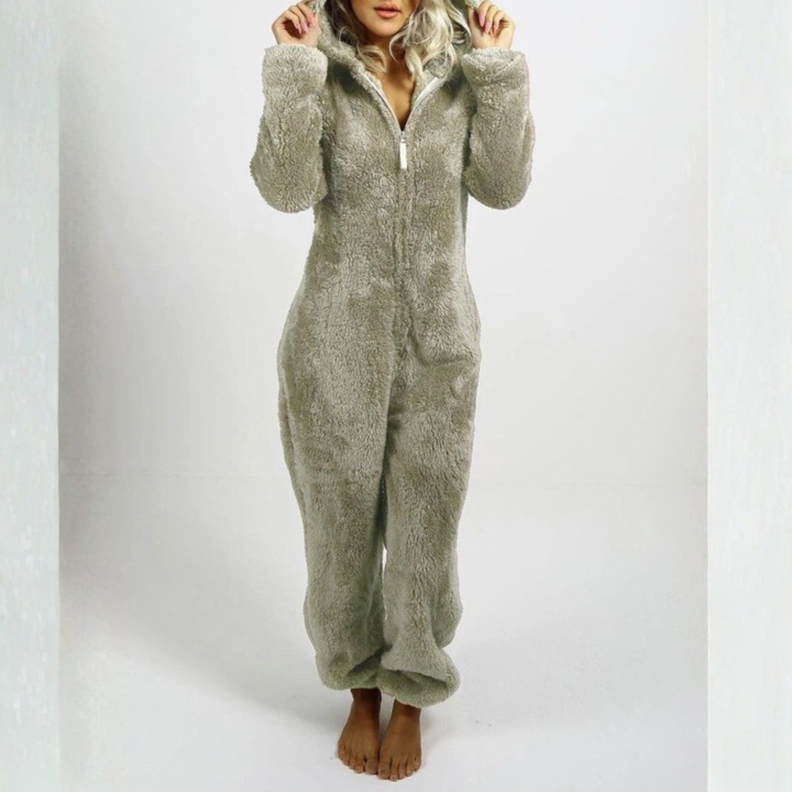 LUMI™ - Comfy Zipper Hooded Long Sleeve Plush Pajama Jumpsuit