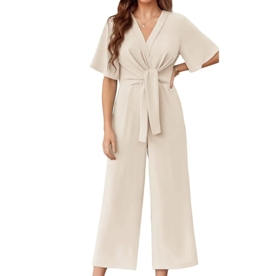 The Noémie Tie-Knot Sleeveless Jumpsuit — front view