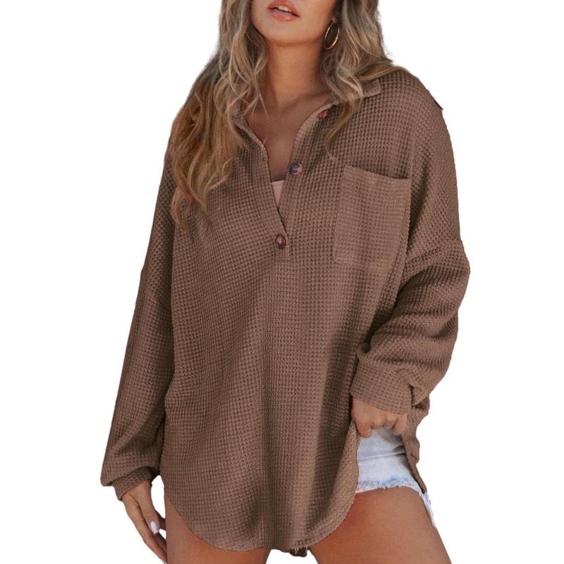 The Joséphine Waffle-Knit V-Neck Sweater — styled detail