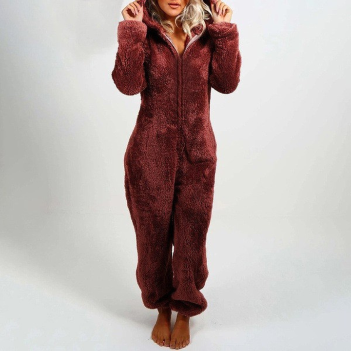 LUMI™ - Comfy Zipper Hooded Long Sleeve Plush Pajama Jumpsuit