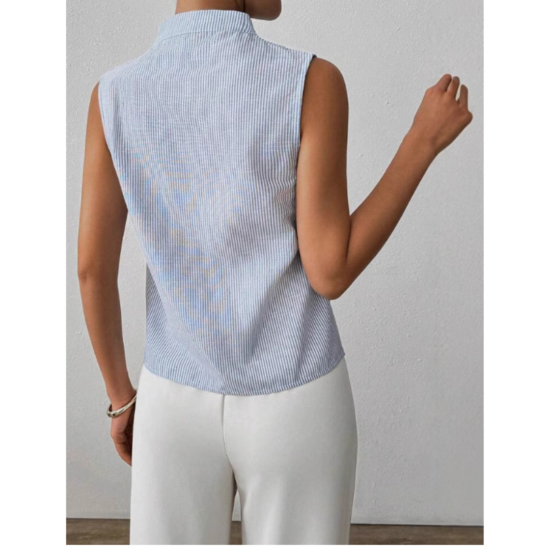 The Elodie Sleeveless Stripe Knit Top — Maison Fortin