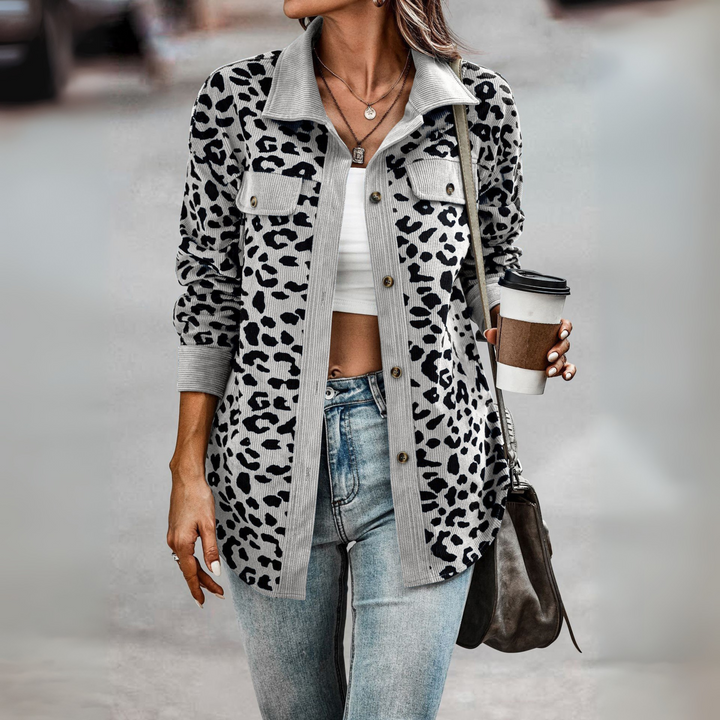 SISI™ - Casual Leopard Print Button Front Jacket