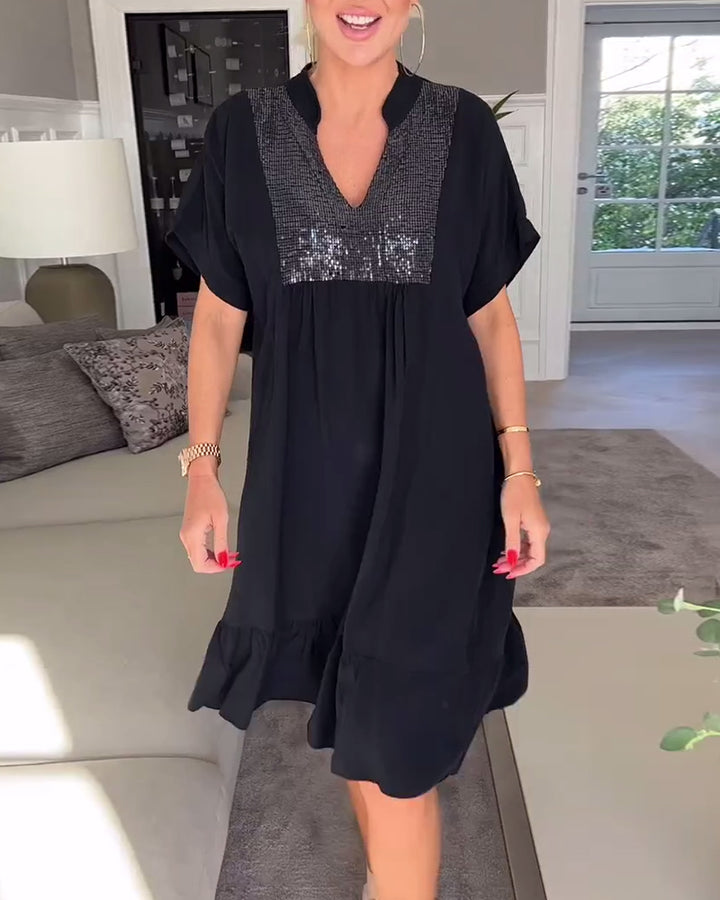 VALORA™ - Chic Sequin Accent Dress
