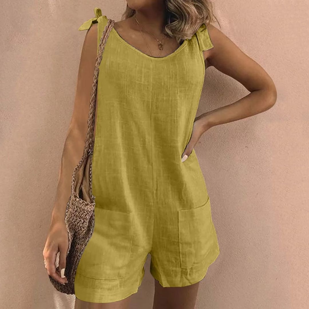 The Seraphina Sleeveless Cotton Playsuit — front view