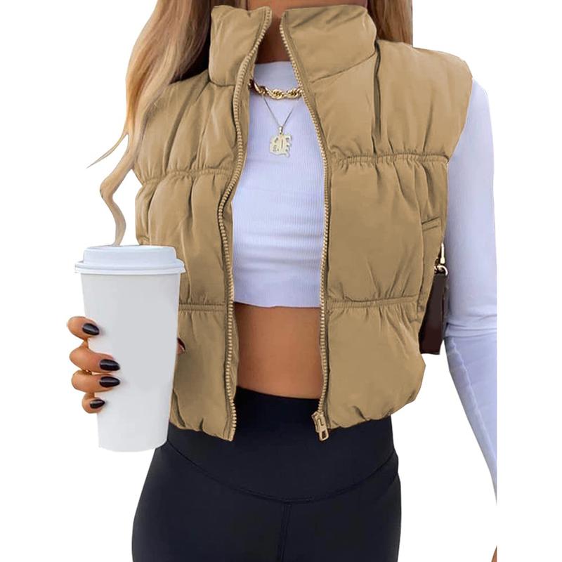 CAROLINE™ - Sleeveless Zip-Up Puffer Vest with Stand Collar