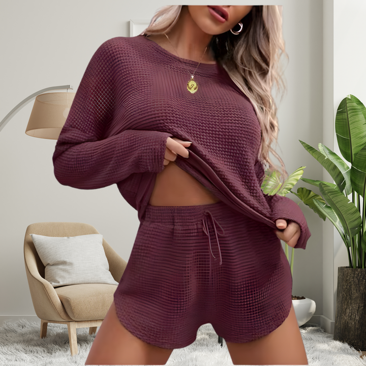 YASMERE™ - Casual Long Sleeve Top and Short Pajama Set