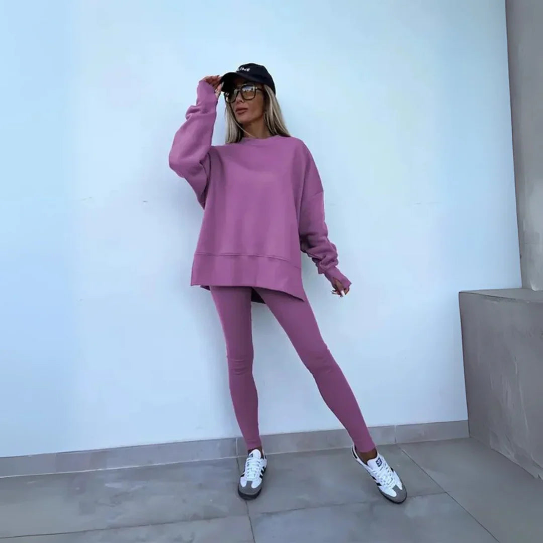 YACHI™ - Casual Long Sleeve Sweatshirt and Pants Set
