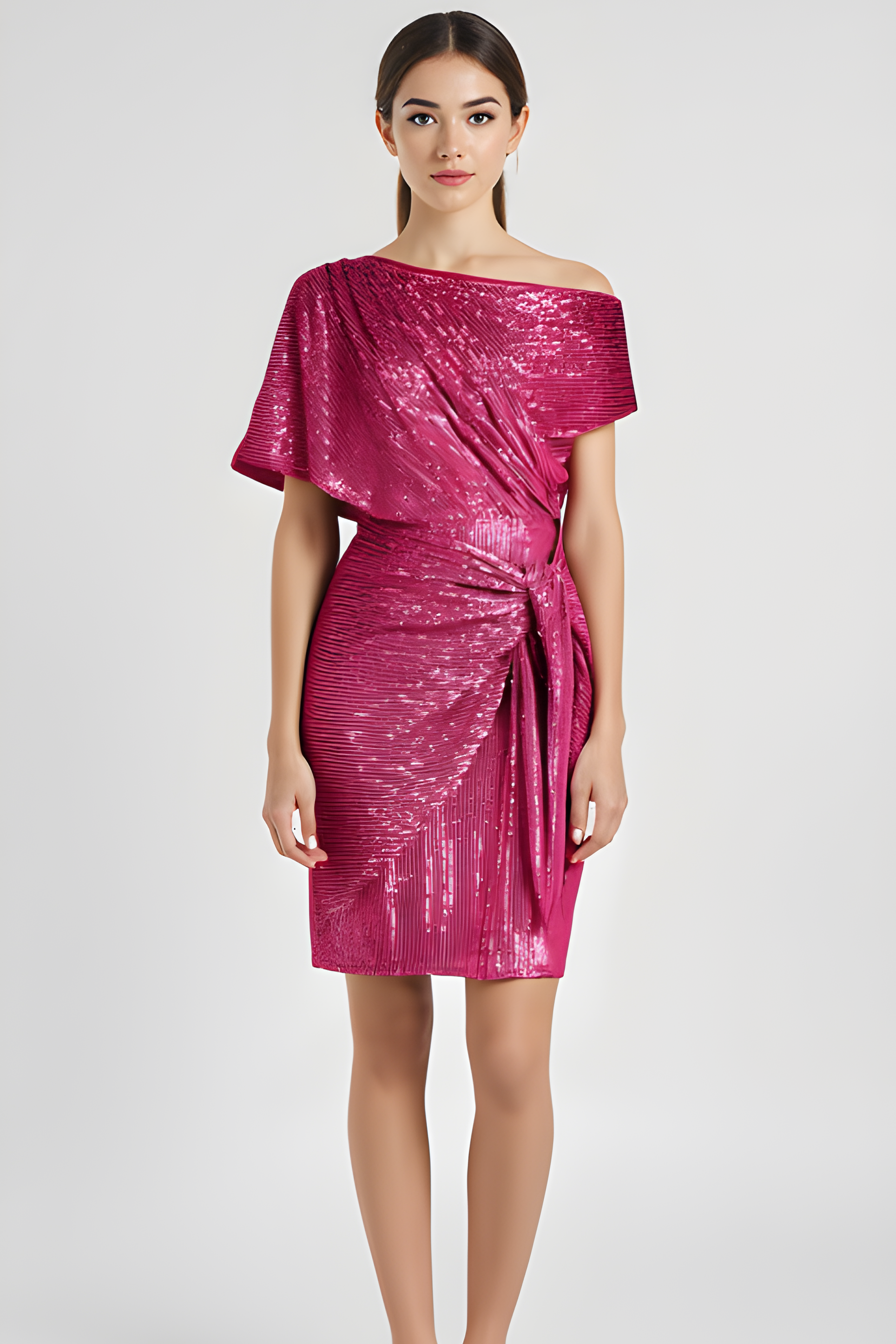 The Delphine Fitted V-Neck Midi Dress by Maison Fortin