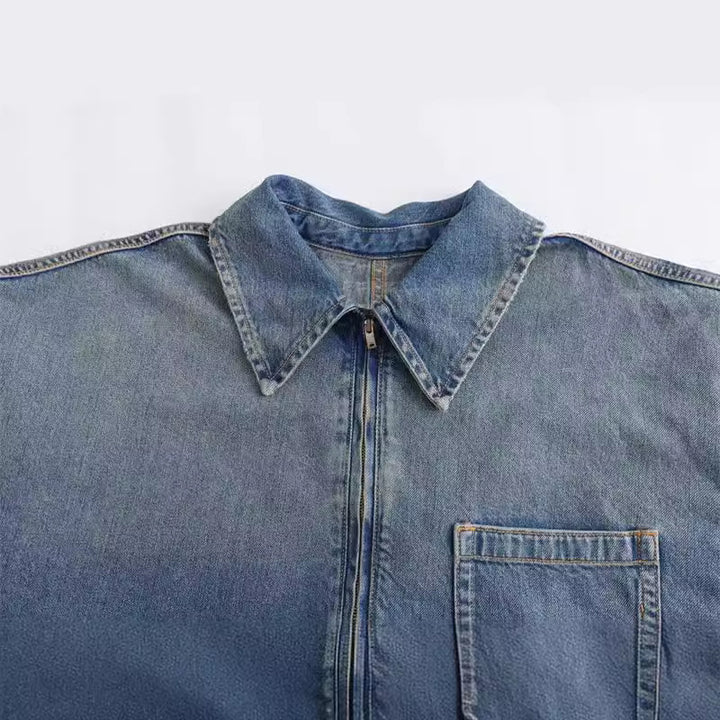 TWALYA™ - Vintage Half Zip Collared Long Sleeve Top