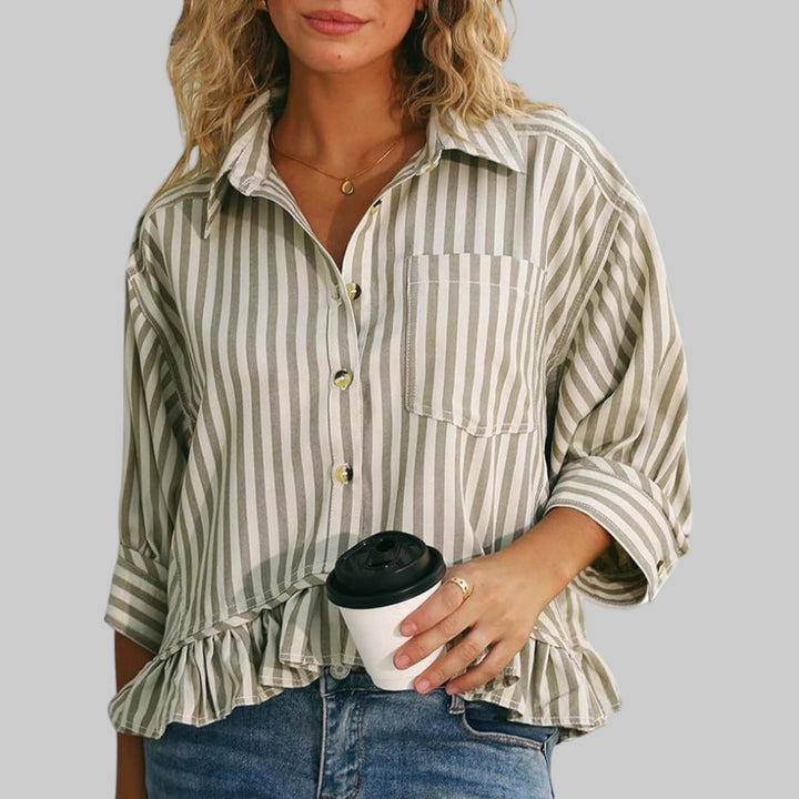 KOLET™ - Casual Summer Ruffled Button Down Blouse