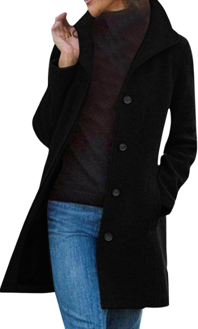GABRIELA™ - Casual Wool Blend Pea Coat with Single-Breasted Design