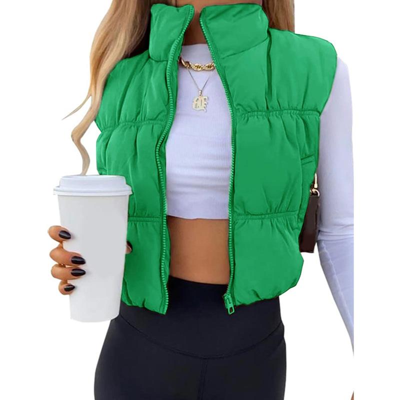 CAROLINE™ - Sleeveless Zip-Up Puffer Vest with Stand Collar