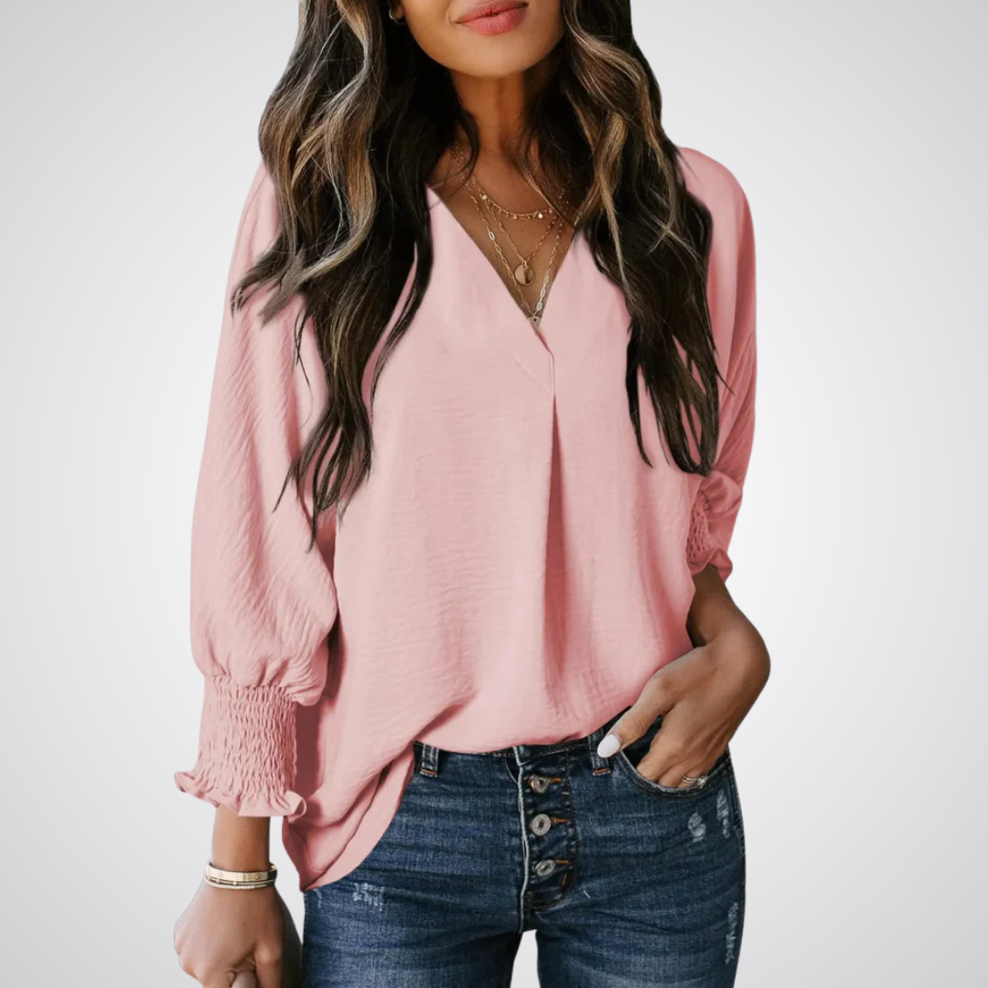 The Aurélie Tunic-Length V-Neck Blouse