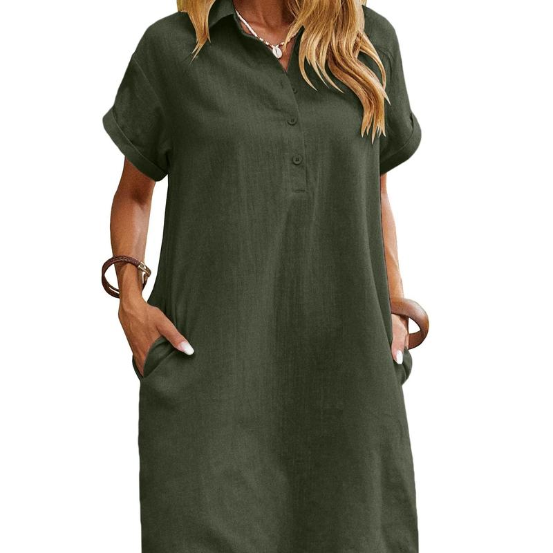 The Odile relaxed linen-blend midi dress in a natural summer setting