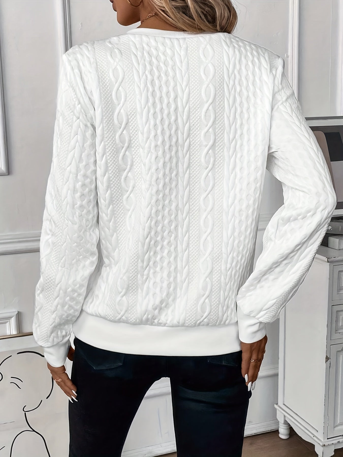 The Iris Striped Quarter-Zip Sweater — full-length styling