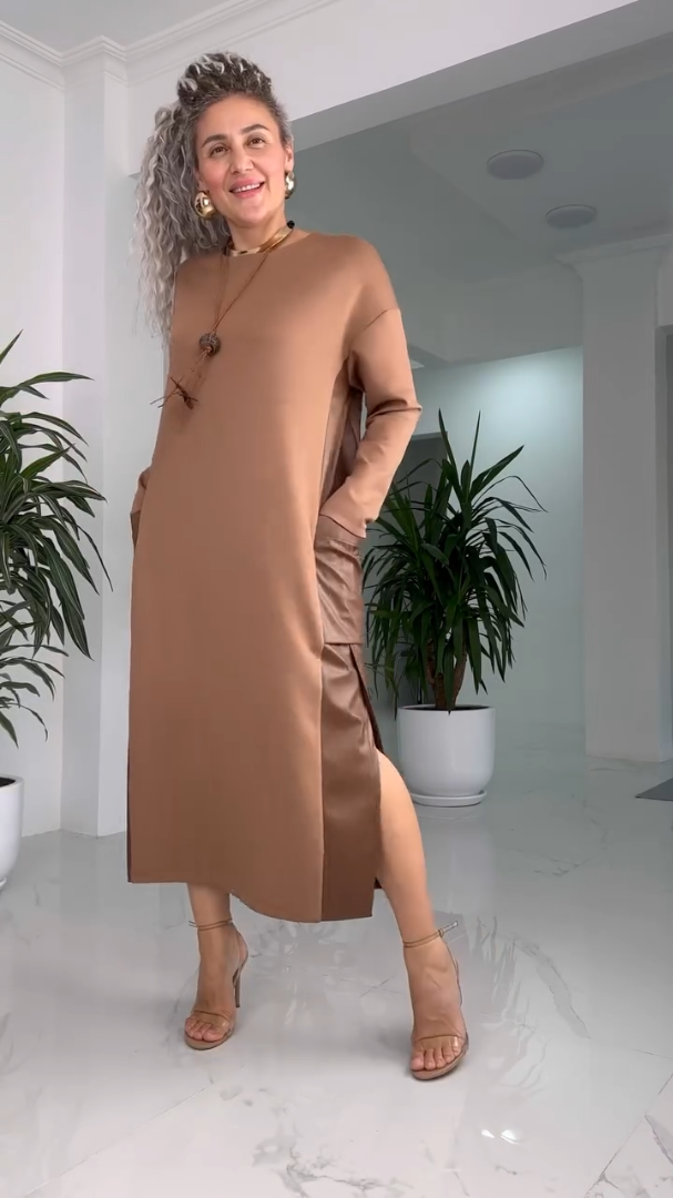 The Geneviève Classic Solid Sheath Midi in soft stretch knit