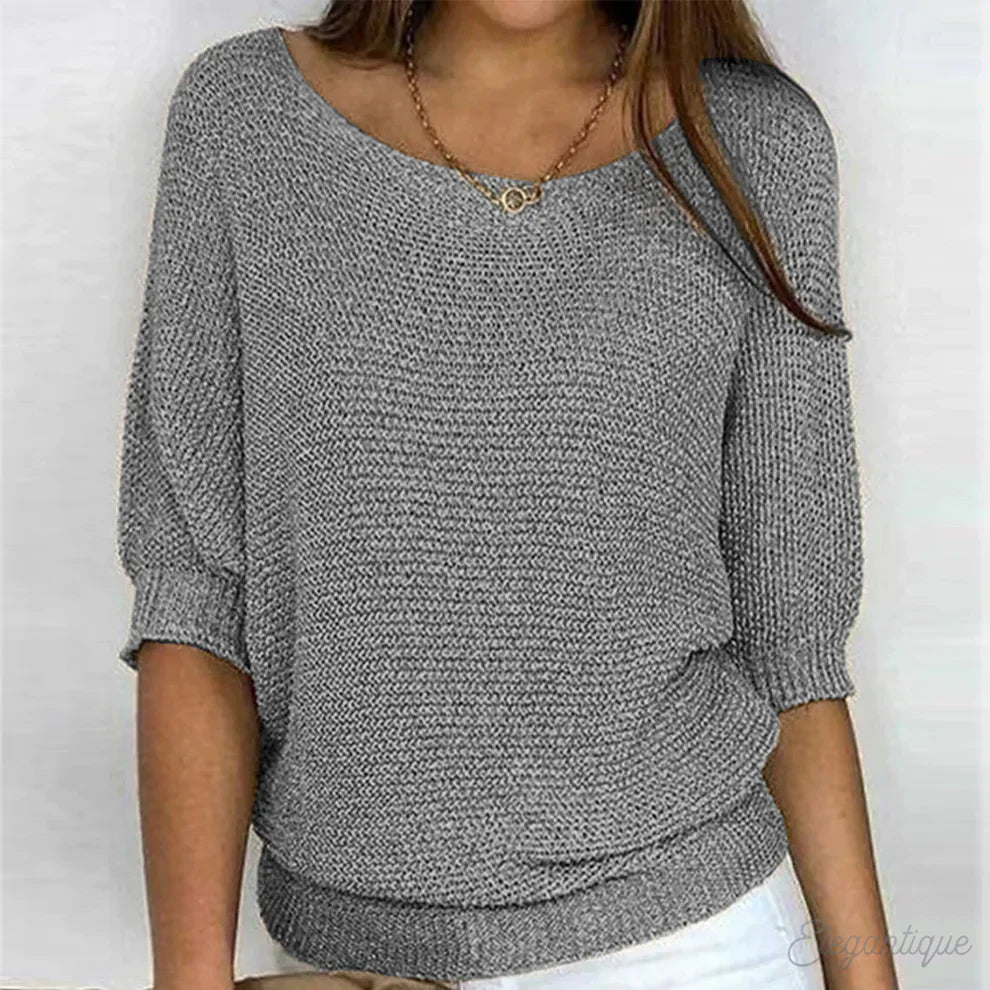 The Seraphina Ribbed Knit Sweater — detail view