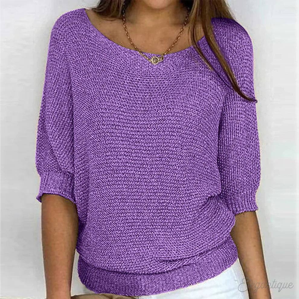 The Seraphina Ribbed Knit Sweater — front view